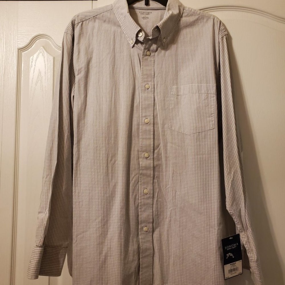 #313 Sonoma Gray Check Button Down Long Sleeve L